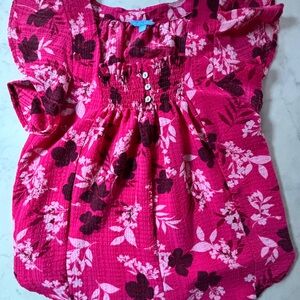 Draper James Pink and Burgundy Floral Blouse